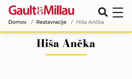 Hiša Ančka uvrščena v vodnik Gault&Millau ter Falstaff