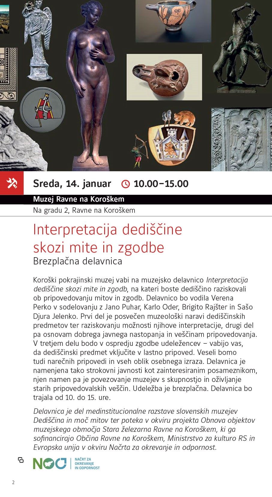 Vabilo na delavnico Interpretacija dediščine skozi mite in zgodbe