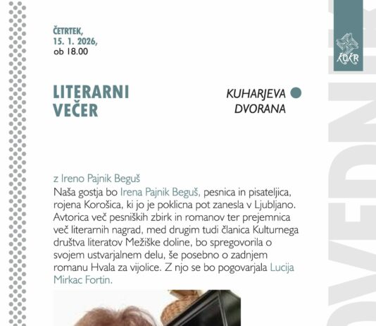 Literarni večer z Ireno Pajnik Beguš