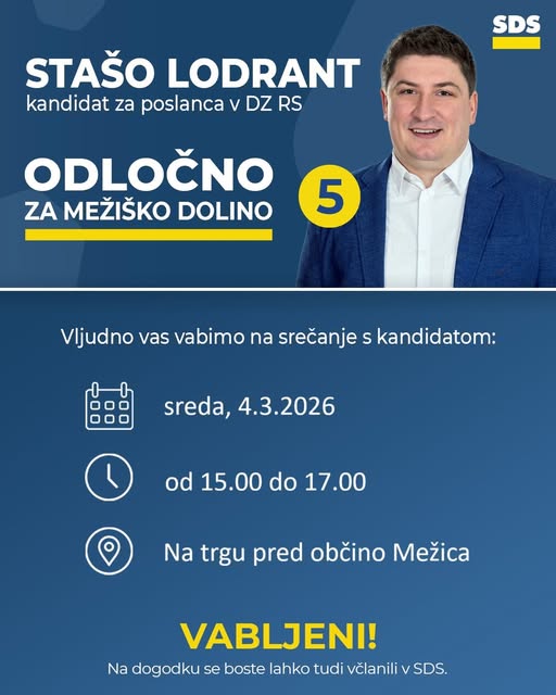 V sredo v Mežici obisk kandidata za poslanca v DZ RS Staša Lodranta