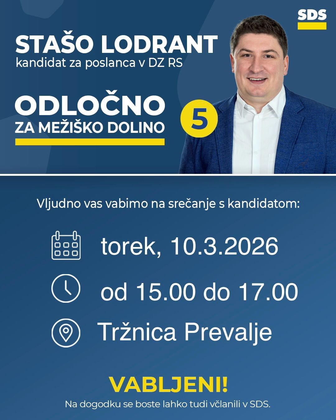 Jutri srečanje s kandidatom za poslanca v DZ Republike Slovenije na Prevaljah