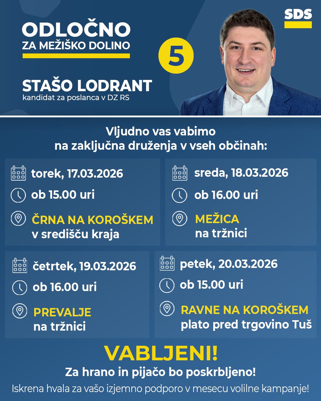 Kandidat za poslanca v Državni zbor RS Stašo Lodrant bo ta teden zelo aktiven