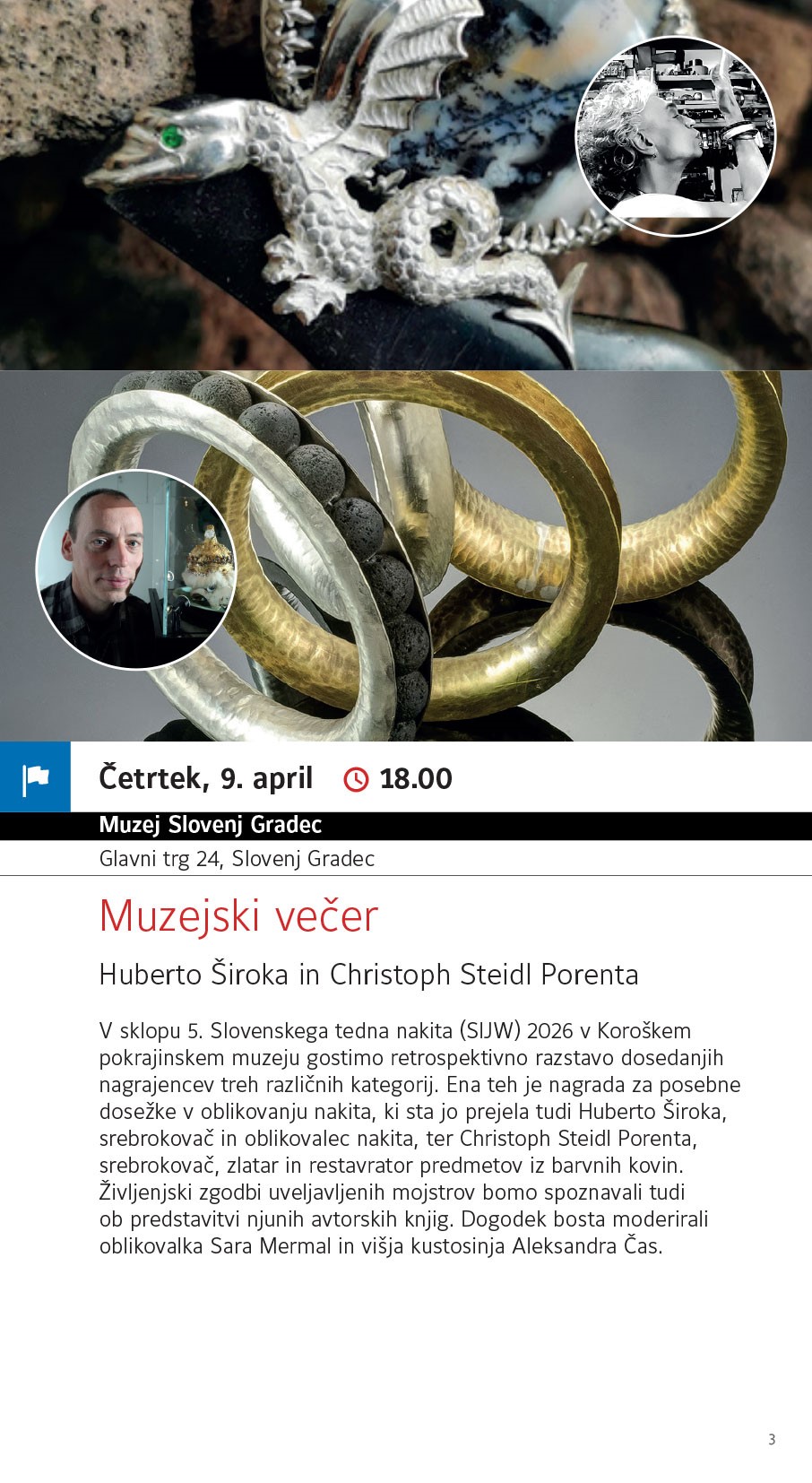Vabilo na muzejski večer: Huberto Široka in Christoph Steidl Porenta