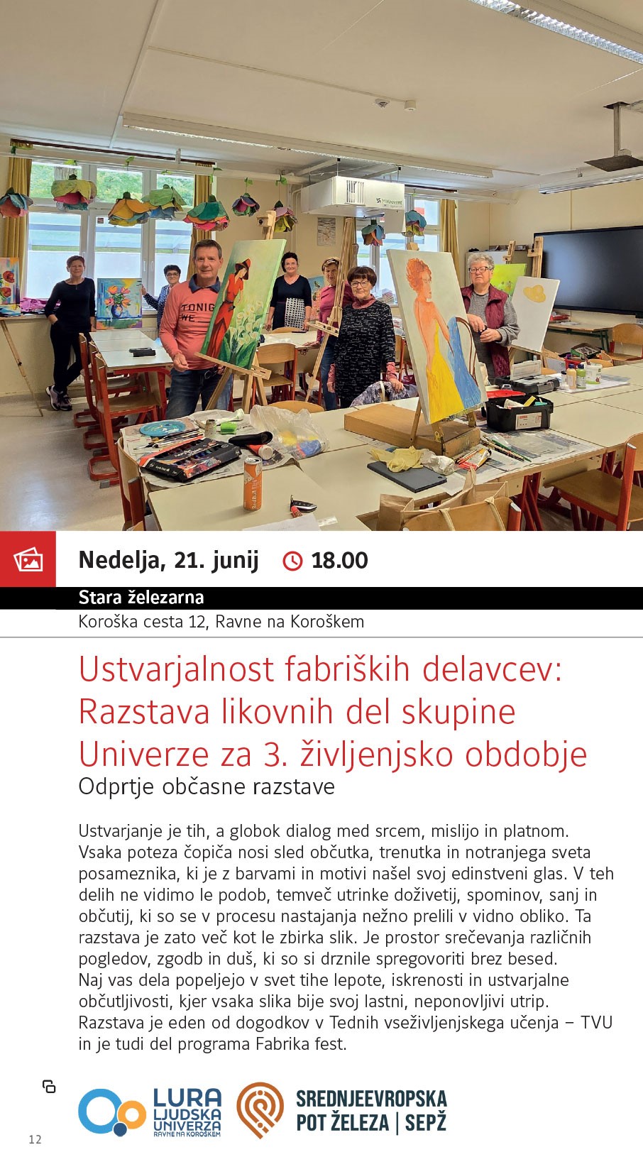 Ustvarjalnost fabriških delavcev: razstava likovnih del skupine Univerze za 3. življenjsko obdobje